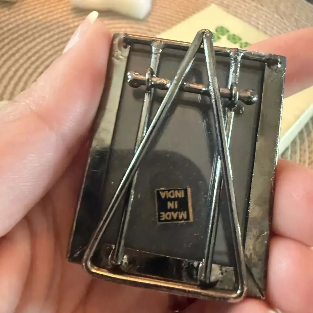 Vintage Emerald Green Rhinestone Miniature Picture Frame with Box